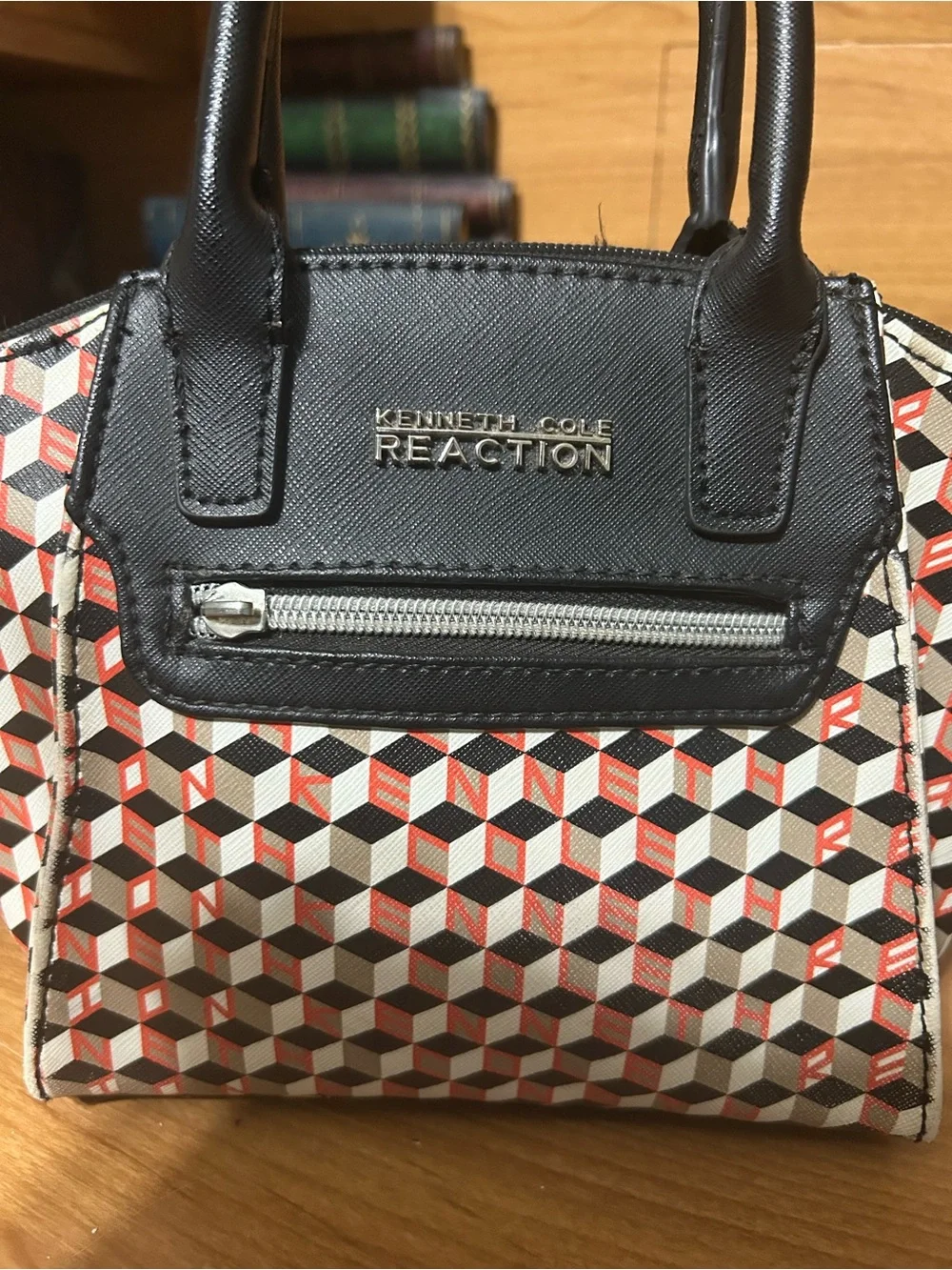 Kenneth Cole Reaction Women's Geometric Print handbag Black & orange